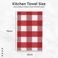Cotton Buffalo Red Checks Kitchen Towel (Pack of 4)