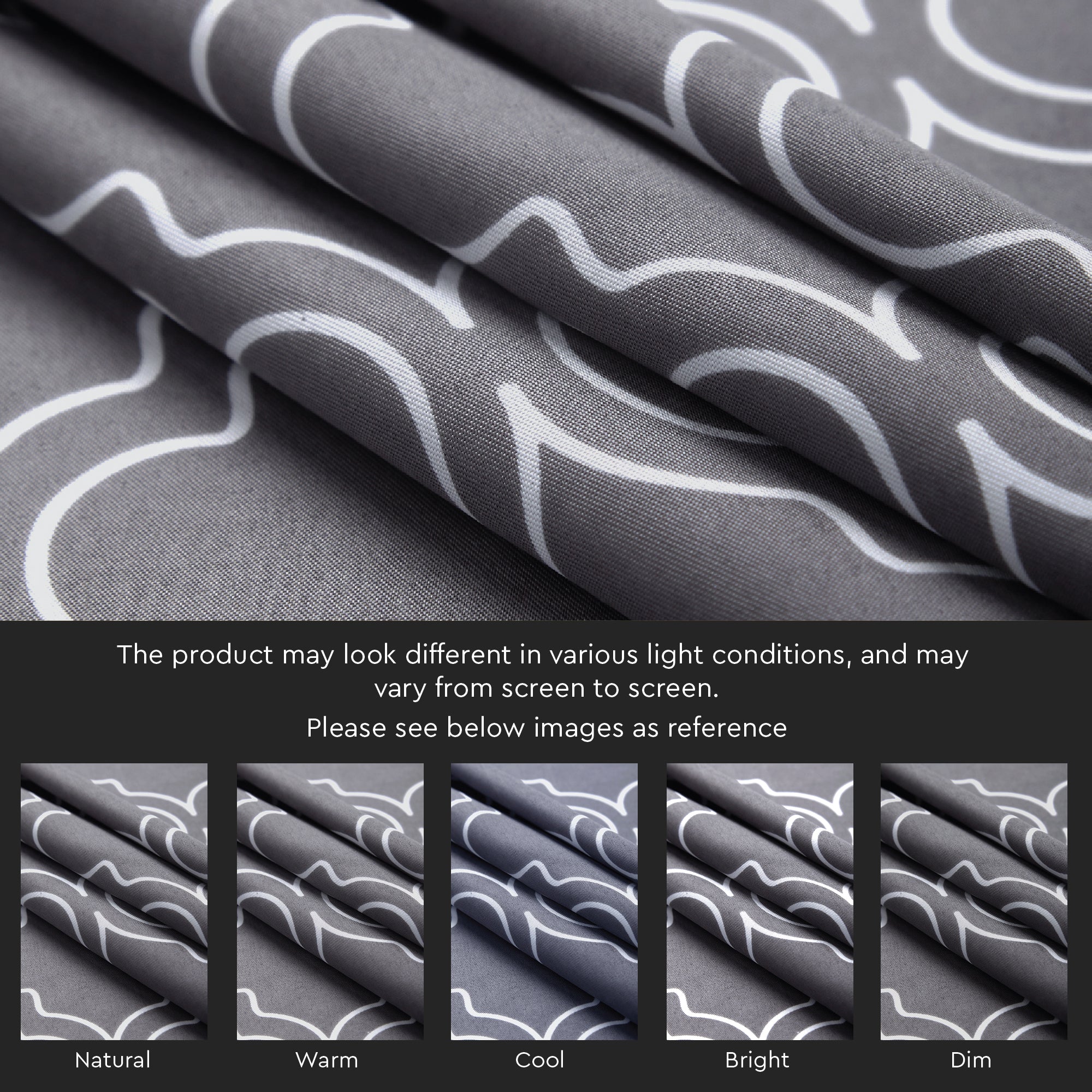 Polyester Trellis Grey Curtain (Pack of 2)
