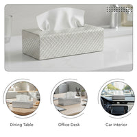 PU Leather Silver Tissue Box (Pack of 1)