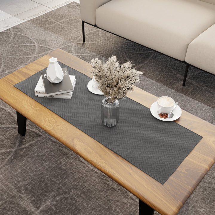 Quilted Velvet Dark Grey Table Runner