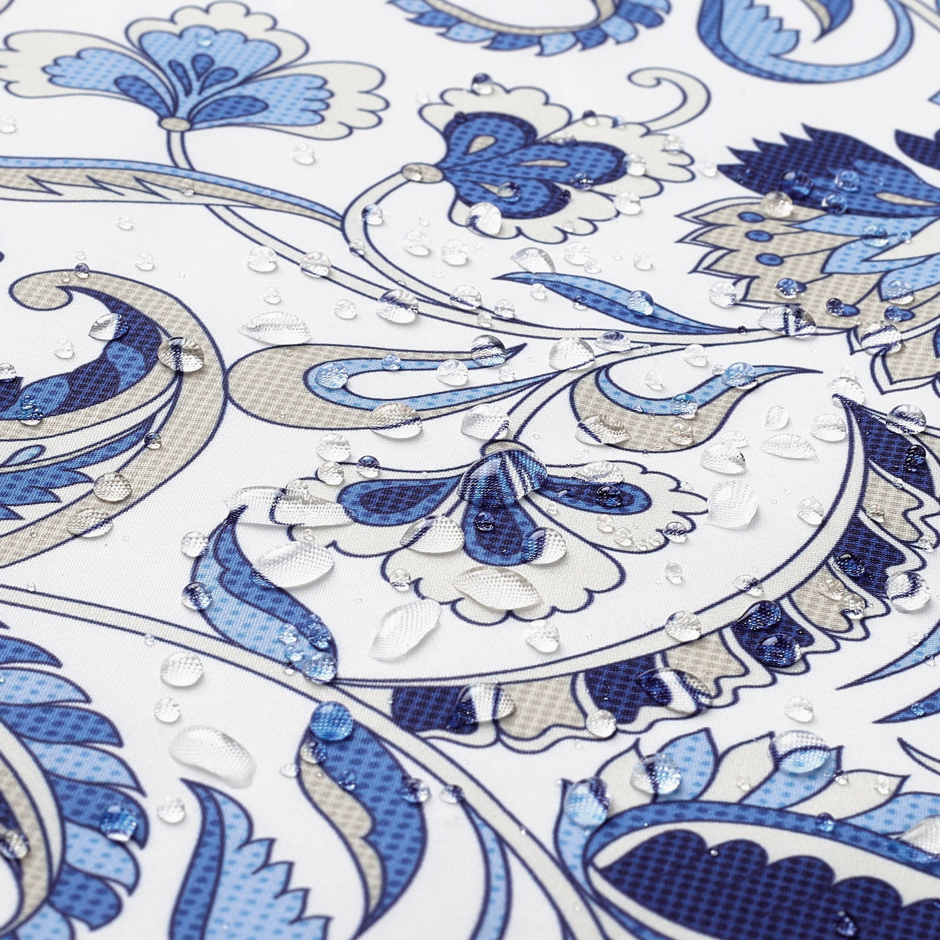 Water Repellent Polyester Chintz Blue Table Runner