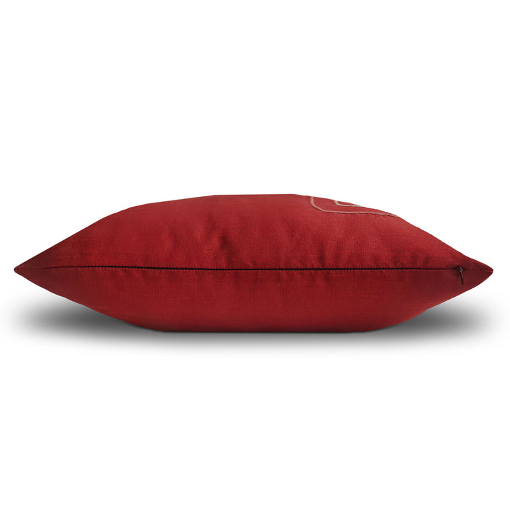 Dupion Silk Chain Red Cushion Cover (Pack of 2)