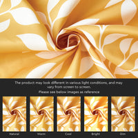 Polyester Reverse Leaf Yellow Curtain (Pack of 2)