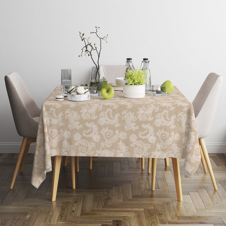 Cotton Beige Table Cloth (Pack of 1)