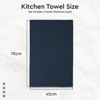 Cotton Navy Blue Kitchen Towel (Pack of 4)
