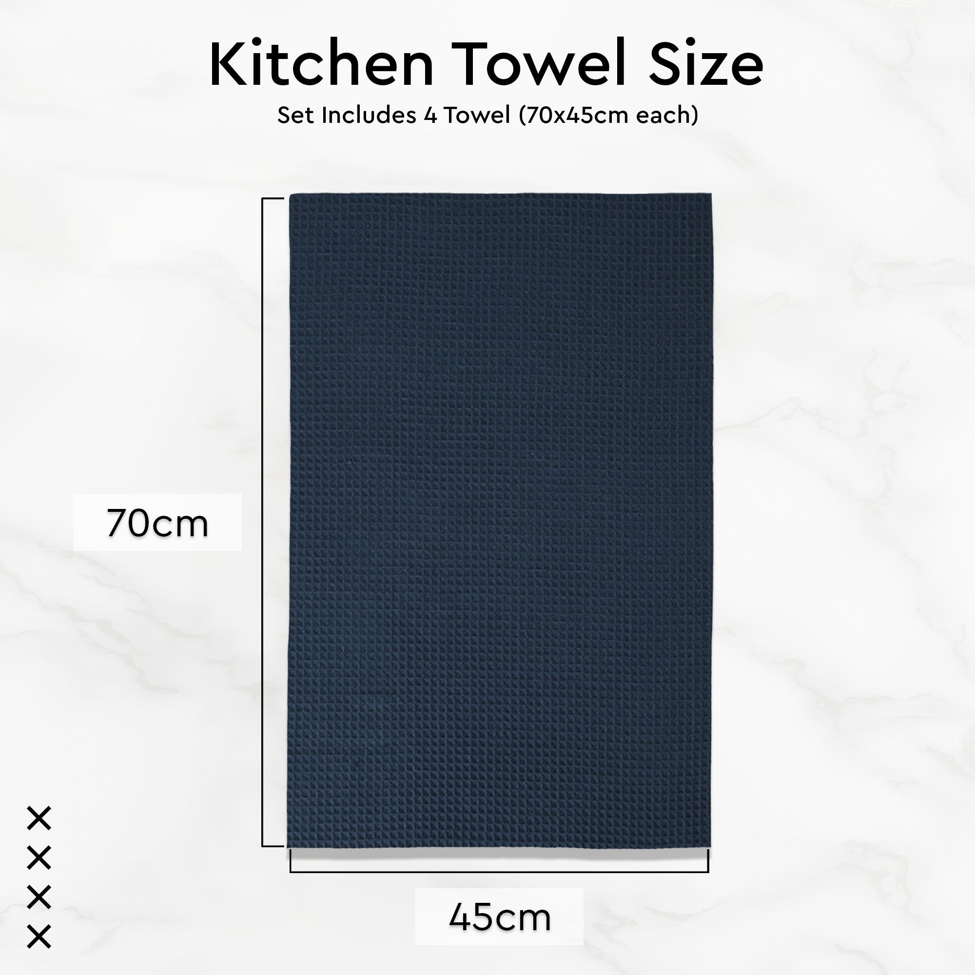 Cotton Navy Blue Kitchen Towel (Pack of 4)