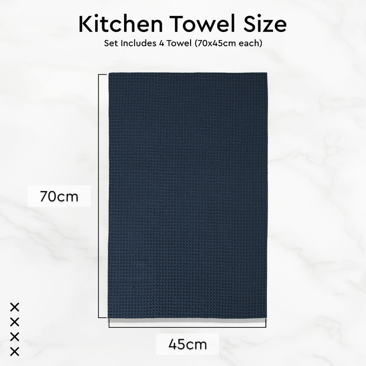 Cotton Navy Blue Kitchen Towel (Pack of 4)