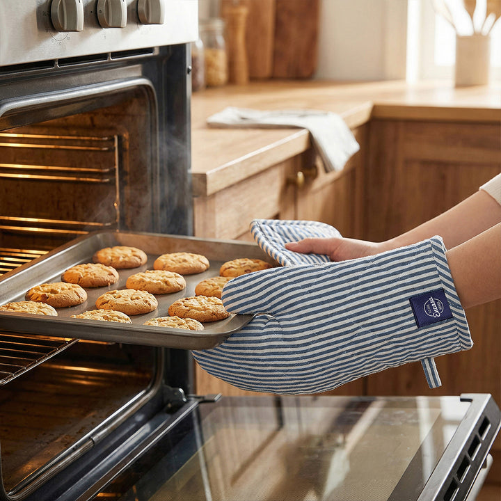 Cotton Ticking Navy Blue Oven Glove & Pot Holder