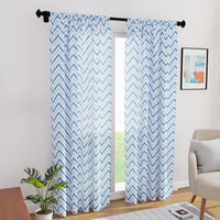 Polyester Chevron 1 Blue Curtain (Pack of 2)