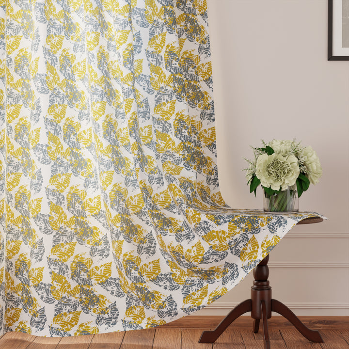 Polyester Dry Leaves Curtain (Pack of 2)