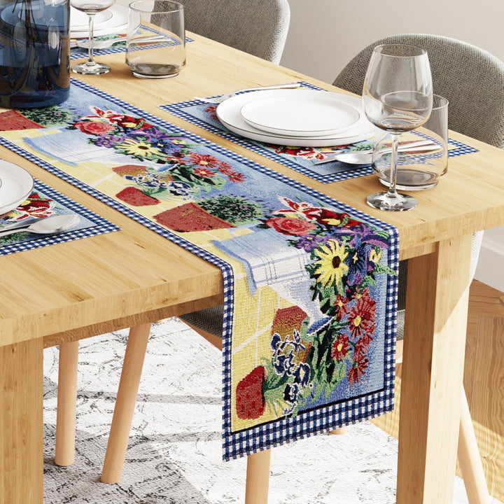 Cotton Flowerpot Table Runner+Placemat (Pack of 7)