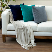 Chenille Solid Denim Cushion Cover (Pack of 1)