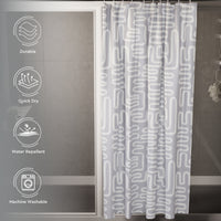 Polyester Boho Maze Grey Shower Curtain (Pack of 1)