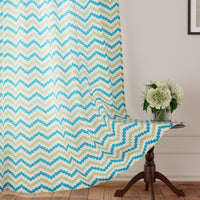 Polyester Chevron Green Curtain (Pack of 2)