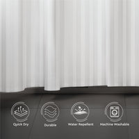 Polyester Stripe White Shower Curtain (Pack of 1)