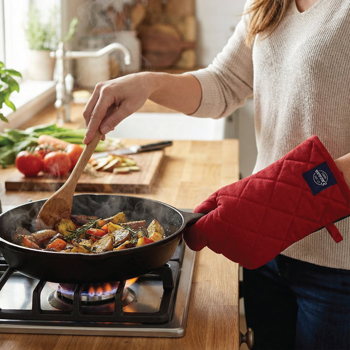 Cotton Red Oven Glove & Pot Holder
