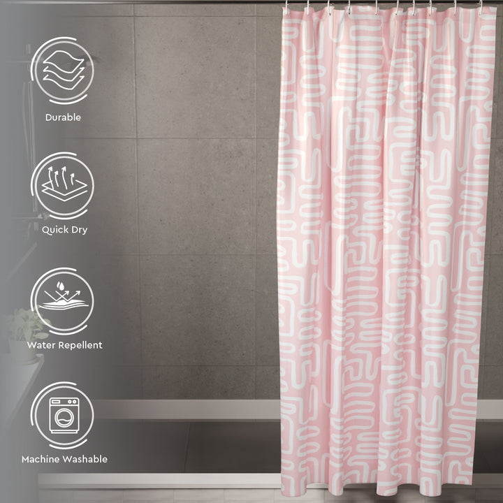Polyester Boho Maze Pink Shower Curtain (Pack of 1)