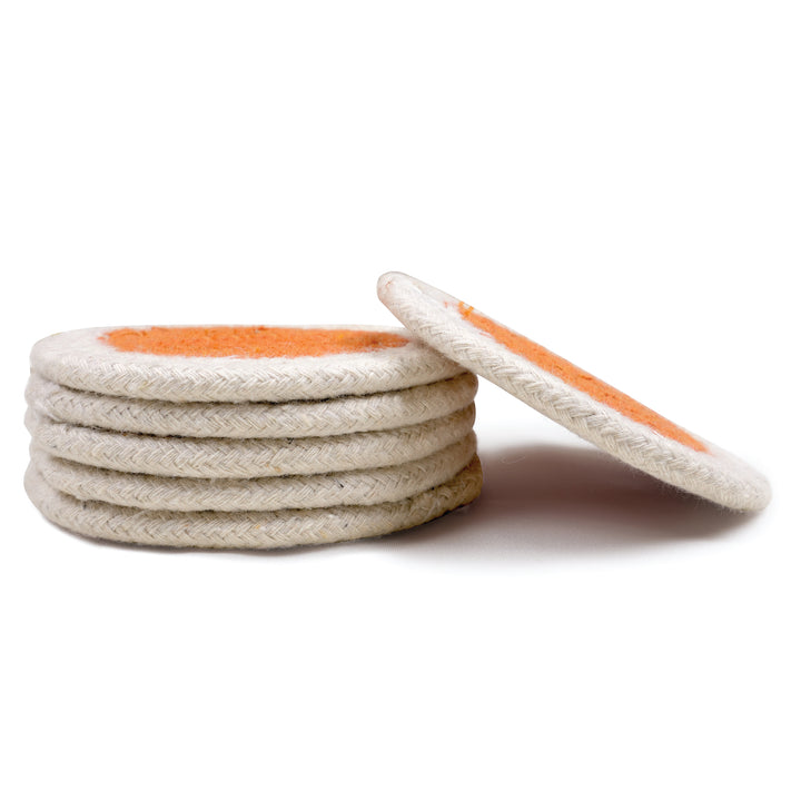 Cotton Coral & Off White Coaster
