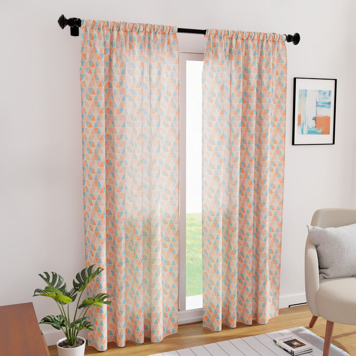 Polyester Triangles Apricot Curtain (Pack of 2)