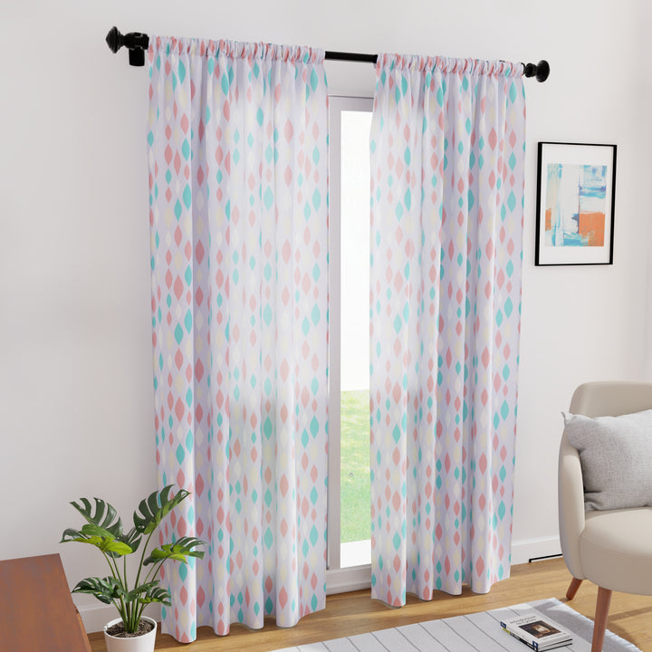 Polyester Teardrops Lilac Curtain (Pack of 2)