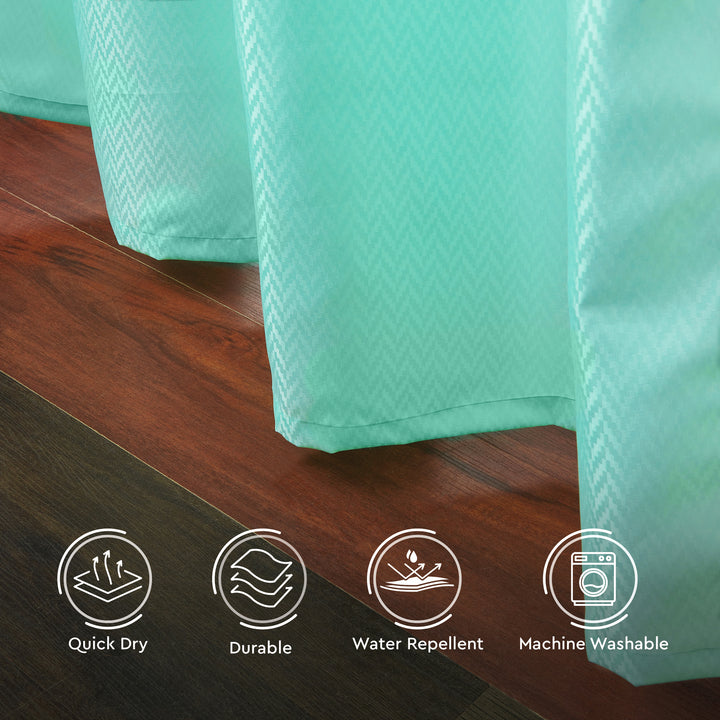 Polyester ZZ Teal Shower Curtain (Pack of 1)