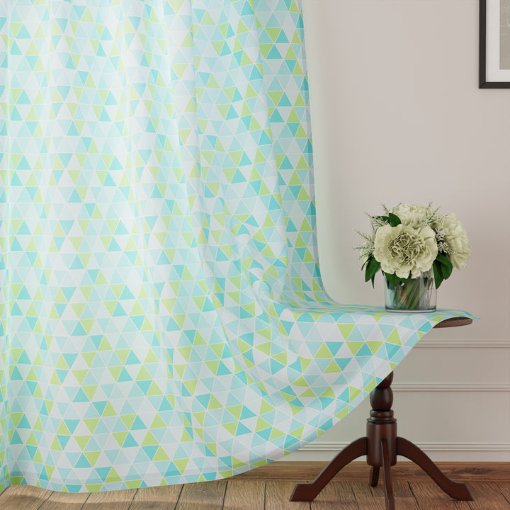Polyester Triangles Aqua Curtain (Pack of 2)