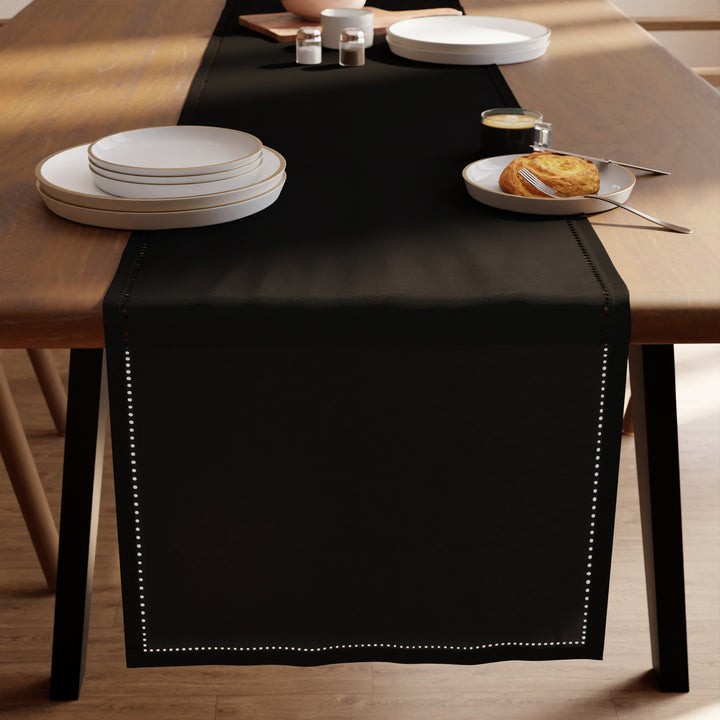 Cotton Black Table Runner (Pack of 1)