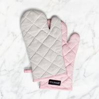 Canvas Light Pink & Light Grey Oven Gloves (Pack of 2)