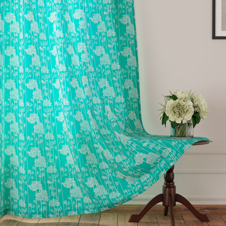 Polyester Blotch Teal Curtain (Pack of 2)