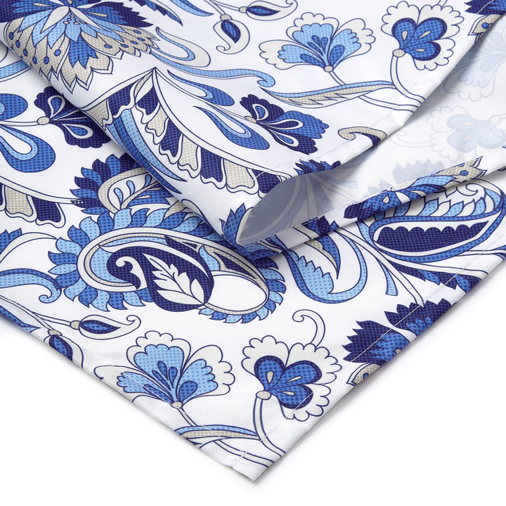Water Repellent Polyester Chintz Blue Table Runner (Pack of 1)