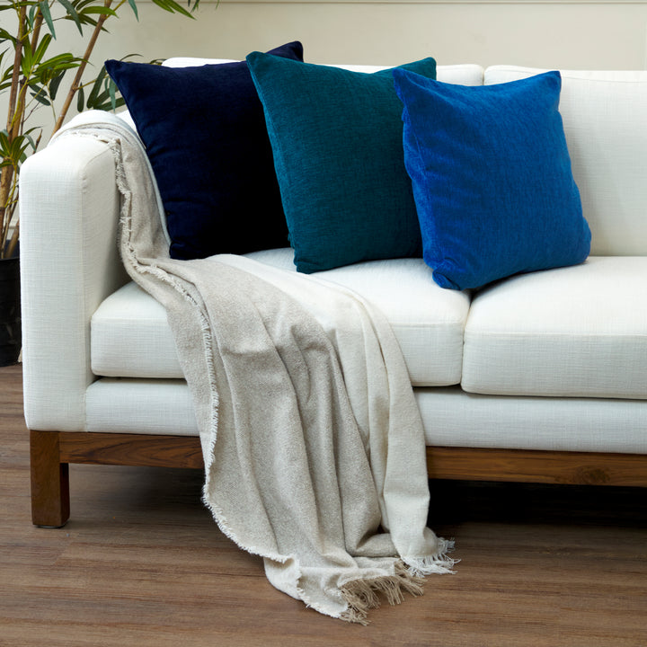 Chenille Solid Royal Blue Cushion Cover (Pack of 1)