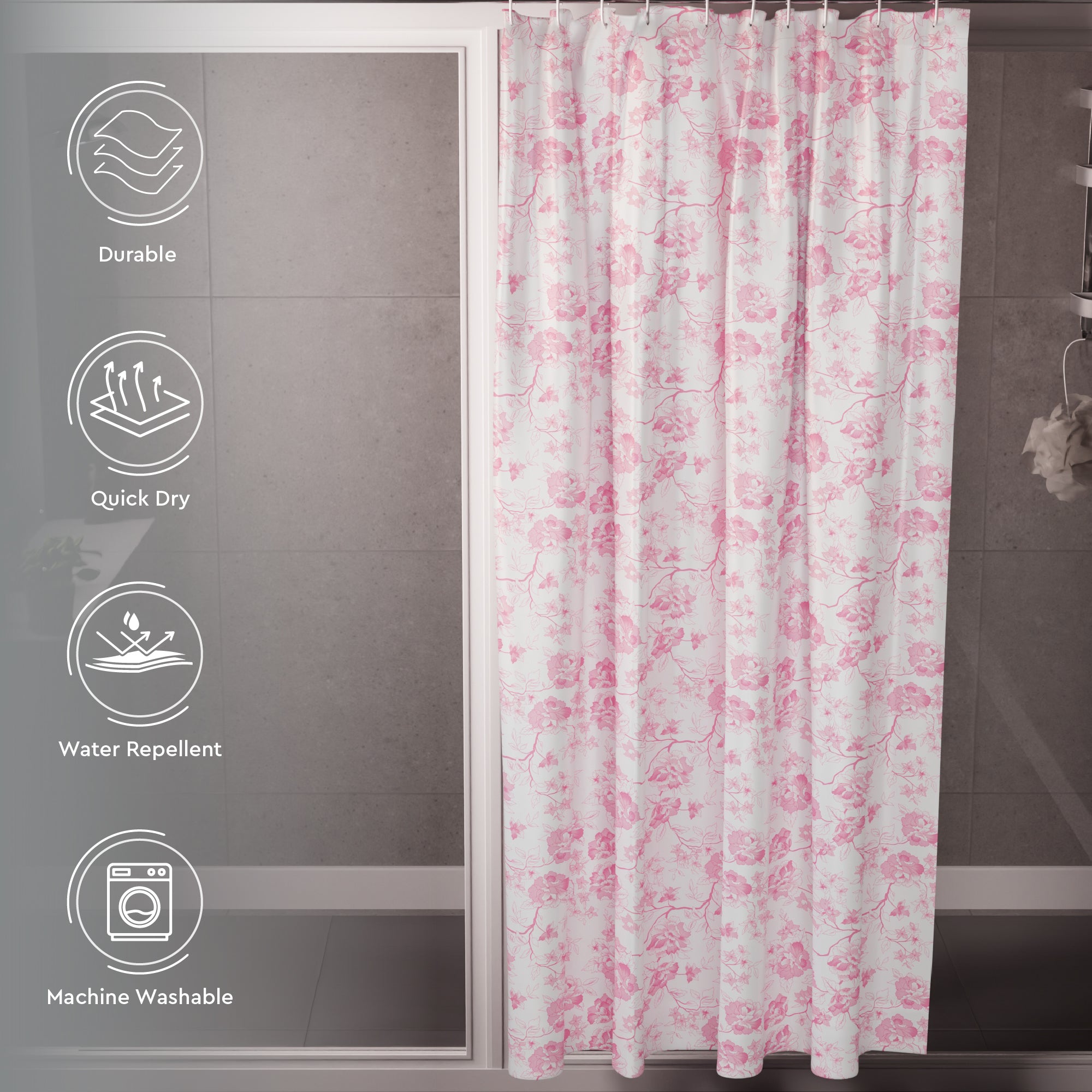 Polyester Carnations Shower Curtain (Pack of 1)