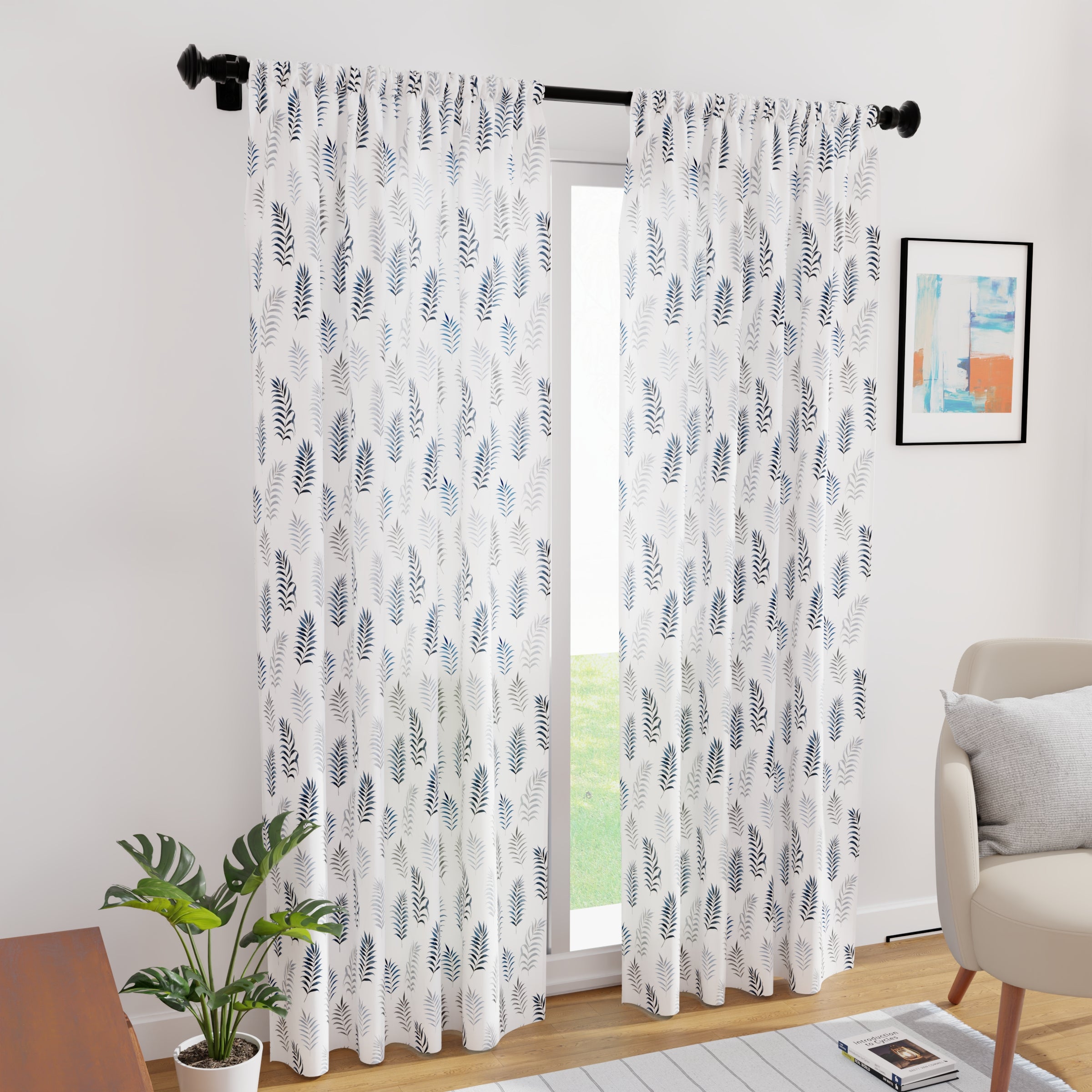 Polyester Palm Leaves Curtain (Pack of 2)