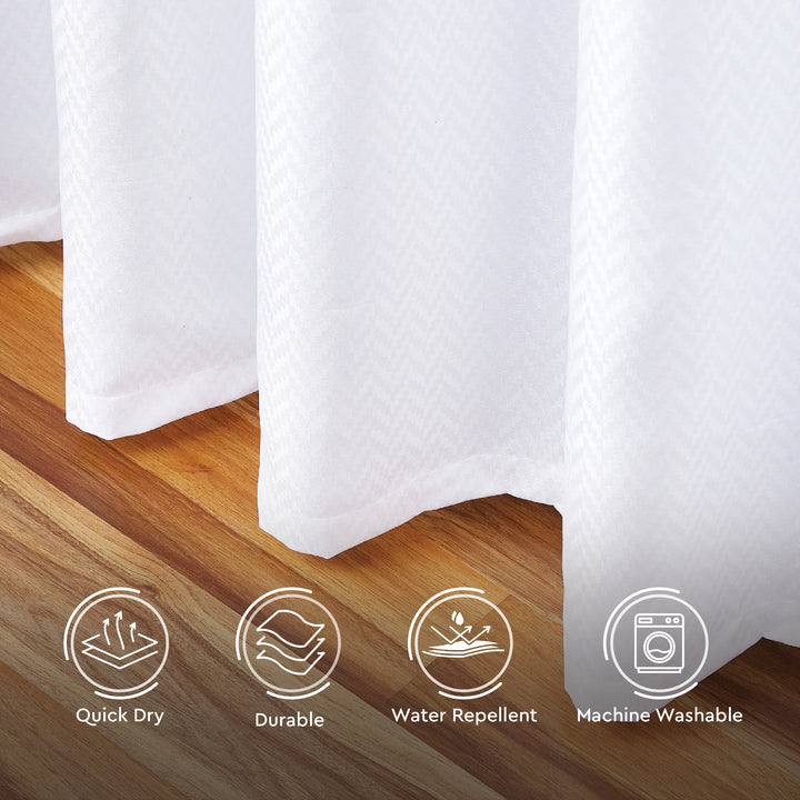 Polyester ZZ White Shower Curtain (Pack of 1)
