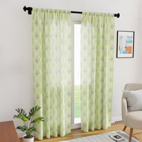 Polyester Pea Green Curtain (Pack of 2)