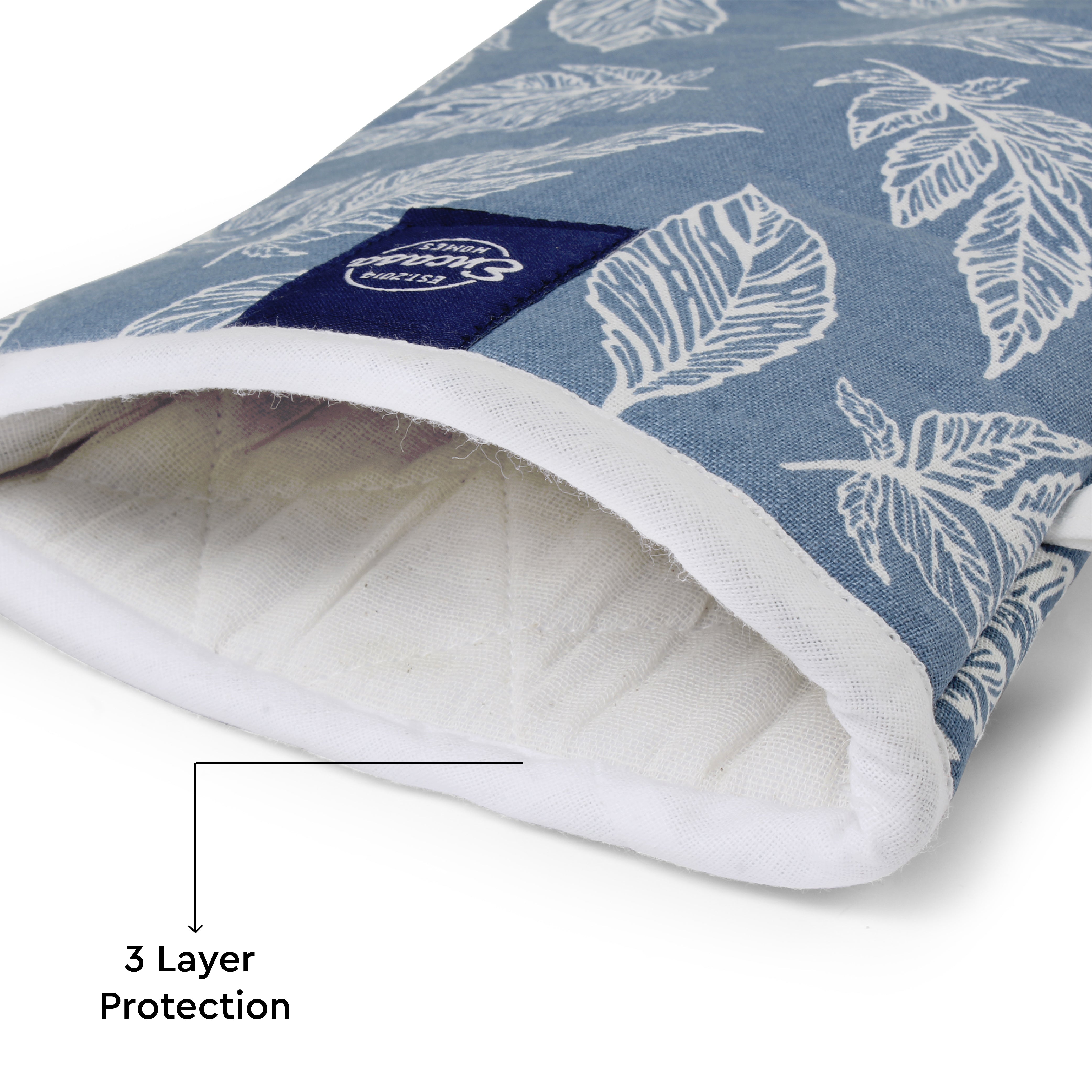 20s Sheeting Big Leaf Blue Oven Gloves (Pack of 2)