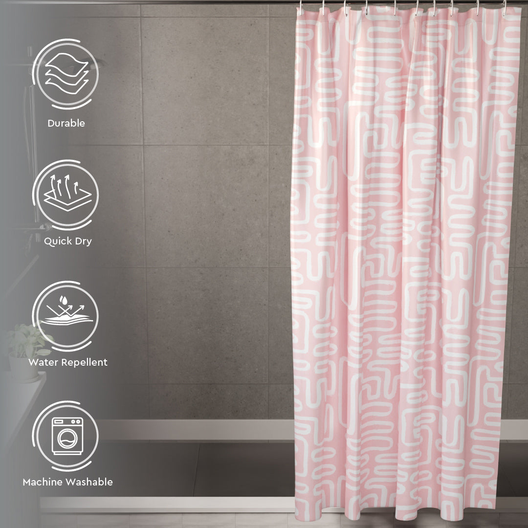 Polyester Boho Maze Pink Shower Curtain (Pack of 1)