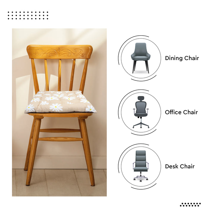 20s Sheeting Daisy Beige & Dk Taupe Chairpad (Pack of 4)