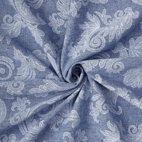 Chambray Cotton Floral Blue Cushion Cover (Pack of 2)