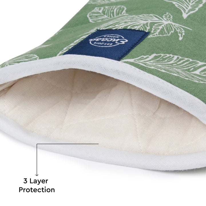 20s Sheeting Big Leaf Green Oven Gloves (Pack of 2)
