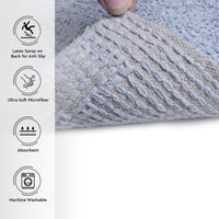 Polyester Blue Shower Curtain + Bathmat (Pack of 3)