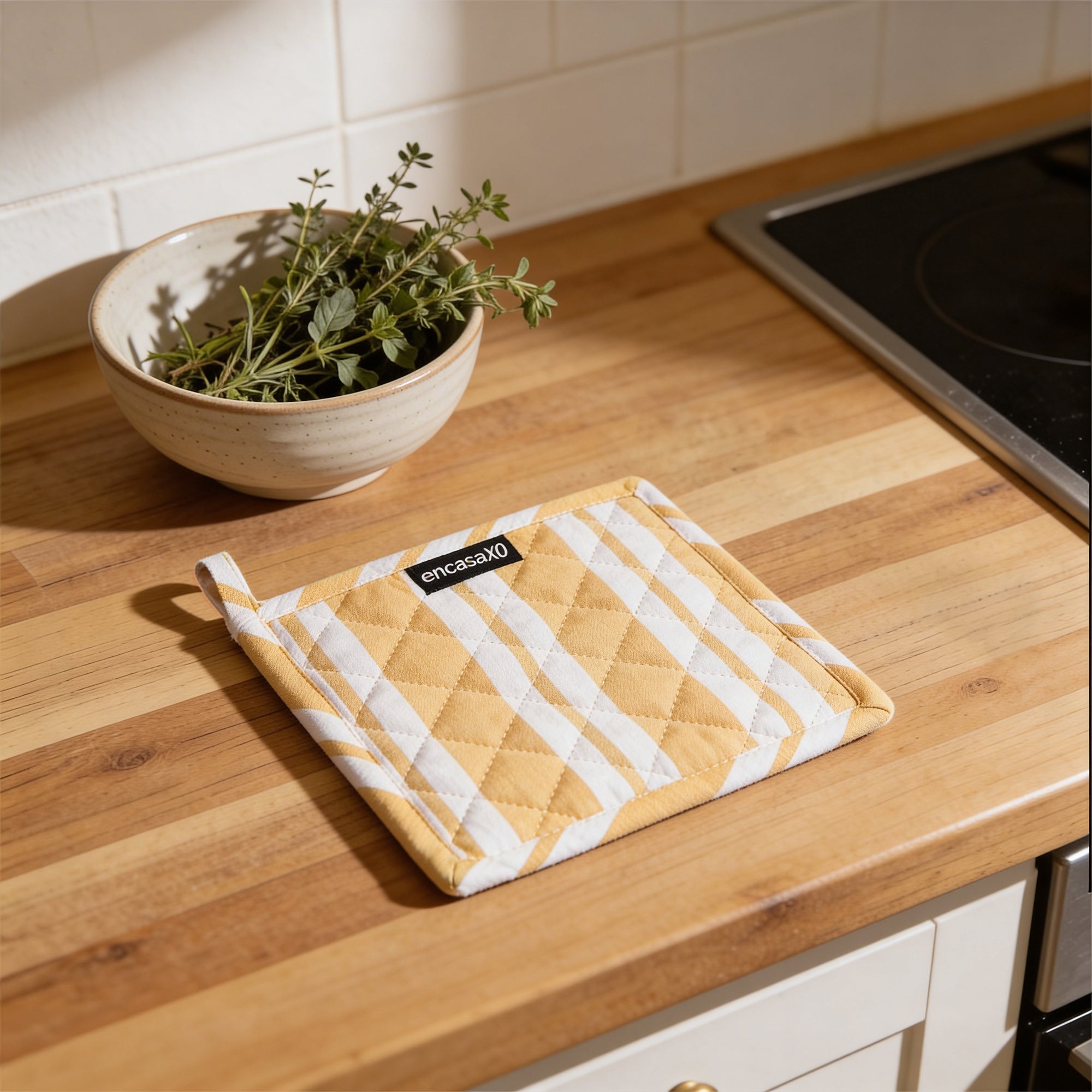 RC Yarn-Dyed Franca Yellow Stripes Potholder (Pack of 2)