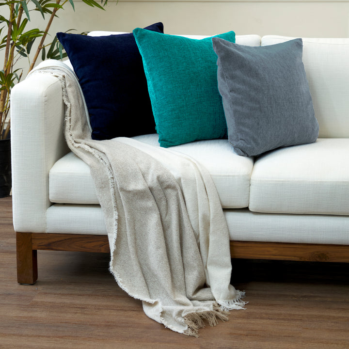 Chenille Solid Denim Cushion Cover (Pack of 1)