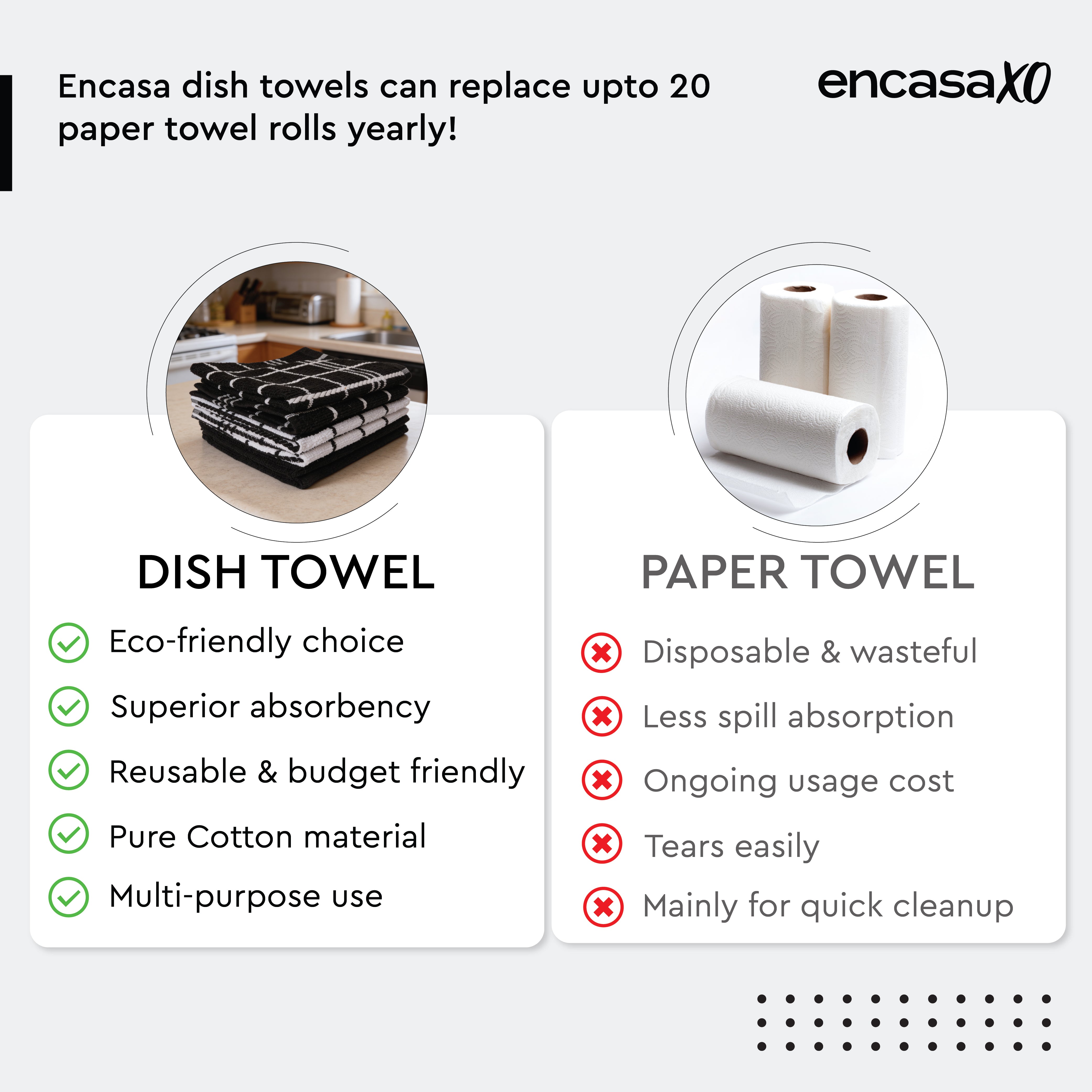 Cotton Terry Black Dish Towel (Pack of 6)