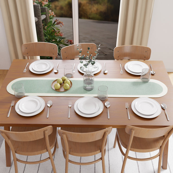 Cotton Sage & Off White Table Runner (Pack of 1)