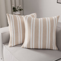 Cotton Franca Beige Stripes Cushion Cover (Pack of 2)