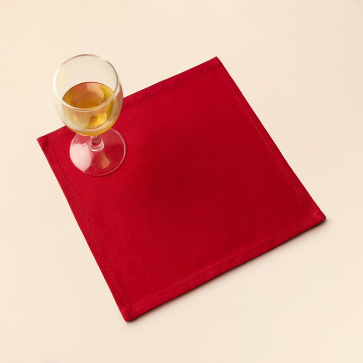 Cotton Deep Red Table Napkins (Pack of 12)