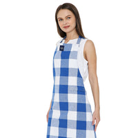 Cotton Buffalo Blue Checks Apron (Pack of 1)