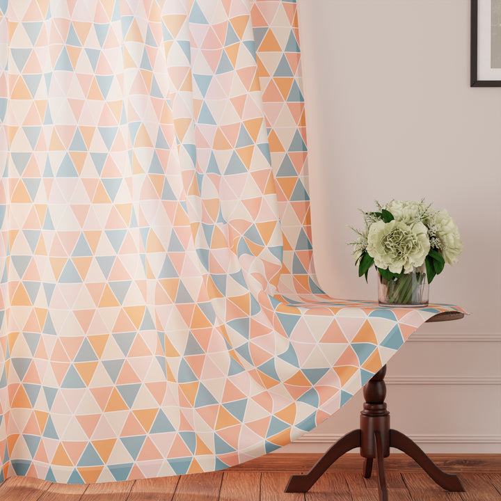 Micro Big Triangles Apricot Curtain (Pack of 2)