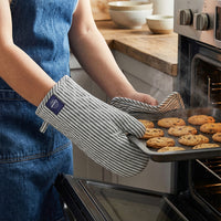 Cotton Ticking Black Oven Glove & Pot Holder